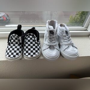 Toddler Vans. Size 4. Lot of 2. Baby Shoes. Baby Vans. Crib Shoes. High top Vans